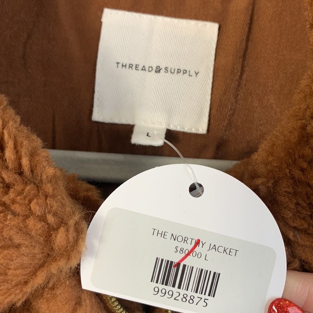 NWT Thread & Supply Northy Brown Teddy Bear Faux Shearling Sherpa Jacket Sz L - Picture 6 of 11